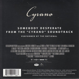The National : Somebody Desperate  (From The "Cyrano" Soundtrack) (7", S/Sided, Etch)