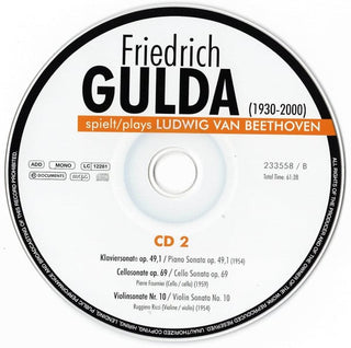 Friedrich Gulda : Spielt/Plays Ludwig Van Beethoven (3xCD, Mono)