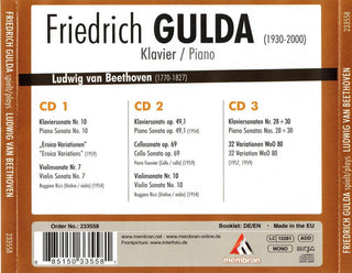 Friedrich Gulda : Spielt/Plays Ludwig Van Beethoven (3xCD, Mono)