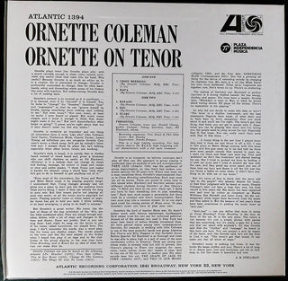 Ornette Coleman : Ornette On Tenor (LP, Album, RE)