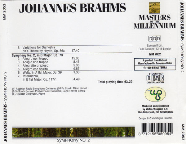 Johannes Brahms : Symphony No. 2 (CD, Comp)