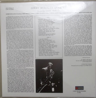 Gerry Mulligan Quartet Featuring Chet Baker : Gerry Mulligan Quartet (LP, Album, RE)