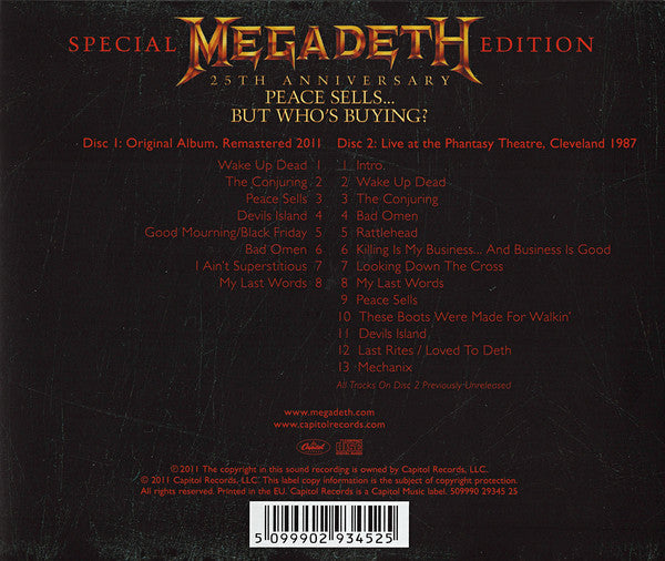 Megadeth : Peace Sells... But Who's Buying? (2xCD, Album, Dlx, RE, RM, S/Edition, 25t)