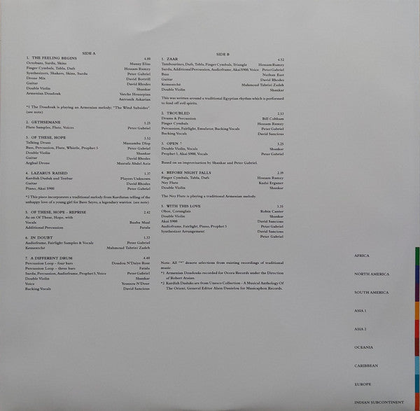 Peter Gabriel : Passion (2xLP, Album, RE, RM, Hal)