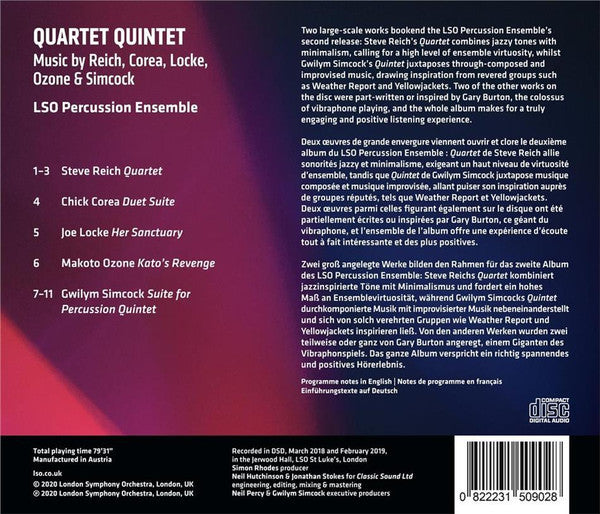 LSO Percussion Ensemble, Steve Reich, Gwilym Simcock : Quartet Quintet (CDr, Album)
