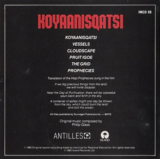 Philip Glass : Koyaanisqatsi (CD, Album, RE, PDO)