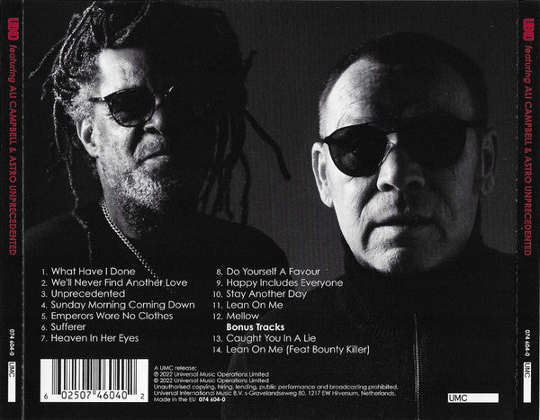 UB40 (2) Featuring Ali Campbell & Astro (7) : Unprecedented (CD, Album)