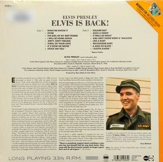 Elvis Presley : Elvis Is Back! (LP, Album, RE + CD, Comp, RE, Bon)