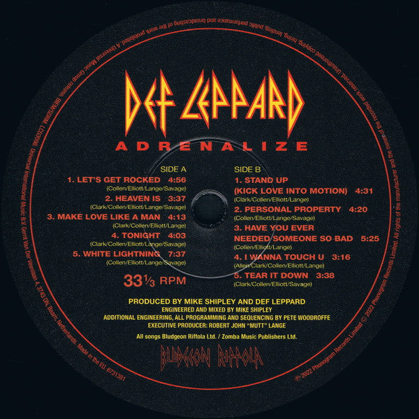 Def Leppard : Adrenalize (LP, Album, RE)