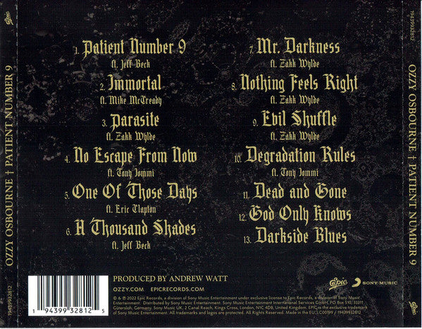 Ozzy Osbourne : Patient Number 9 (CD, Album)