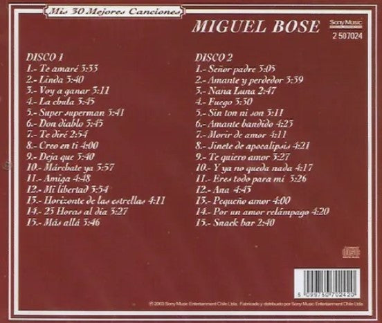 Miguel Bosé : Mis 30 Mejores Canciones (2xCD, Comp)