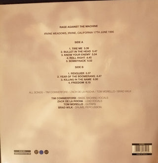 Rage Against The Machine : Live At Irvine Meadows 1995 (LP, Album, Ltd, Unofficial, Blu)