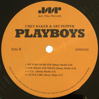 Chet Baker & Art Pepper : Playboys (LP, Album, Mono, Ltd, RE, RM, 180)