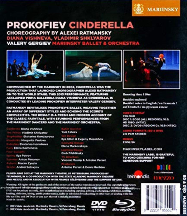 Sergei Prokofiev, Valery Gergiev, Alexei Ratmansky, Diana Vishneva, Vladimir Shklyarov, Mariinsky Ballet & Orchestra Of The Mariinsky Theatre : Cinderella (2 Disc Ballet) (Blu-ray + DVD-V)