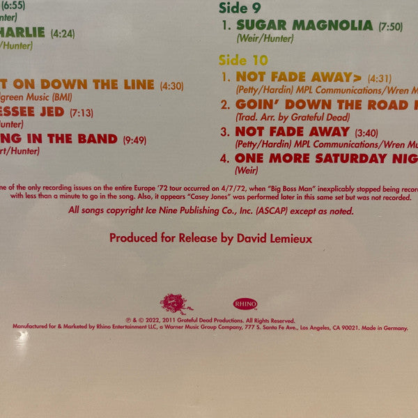 The Grateful Dead : Wembley Empire Pool, London, England 4/7/72 (5xLP, 180 + Box, Album, RSD, Ltd, RE)