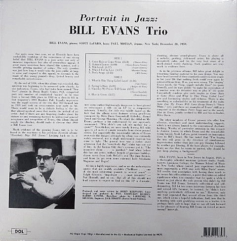 The Bill Evans Trio : Portrait In Jazz (LP, Album, Dlx, RE, 180)