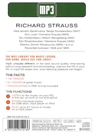 Richard Strauss : Richard Strauss (CDr, Comp, Mono, RM, MP3)