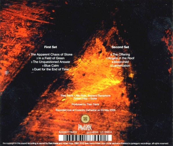 Travis & Fripp : Live At Coventry Cathedral (CD, Album)