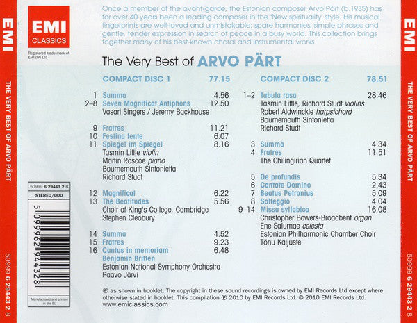 Arvo Pärt : The Very Best Of Arvo Pärt (2xCD, Comp)