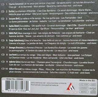 Charles Aznavour, Dalida, Jacques Brel, Sacha Distel, Edith Piaf, Serge Gainsbourg, Georges Brassens, Léo Ferré, Juliette Gréco, Gilbert Bécaud : Je Me Souviens D'une Chanson. The Golden Age Of Chanson (10xCD, Comp)