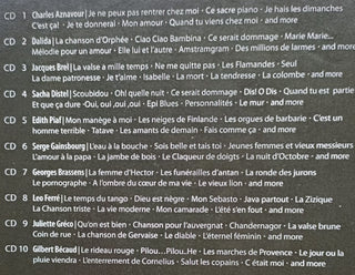 Charles Aznavour, Dalida, Jacques Brel, Sacha Distel, Edith Piaf, Serge Gainsbourg, Georges Brassens, Léo Ferré, Juliette Gréco, Gilbert Bécaud : Je Me Souviens D'une Chanson. The Golden Age Of Chanson (10xCD, Comp)