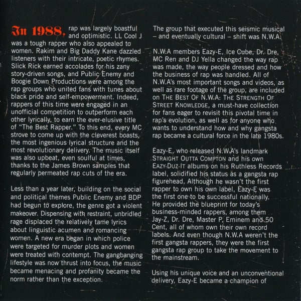 N.W.A* : The Best Of N.W.A (The Strength Of Street Knowledge) (CD, Comp, RE)