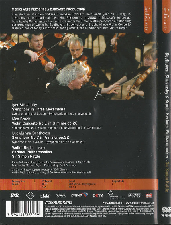 Berliner Philharmoniker, Sir Simon Rattle, Vadim Repin, Ludwig van Beethoven, Max Bruch, Igor Stravinsky : Symphony No.7 / Violin Concerto No.1 / Symphony In Three Movements  (DVD-V, Multichannel, NTSC)