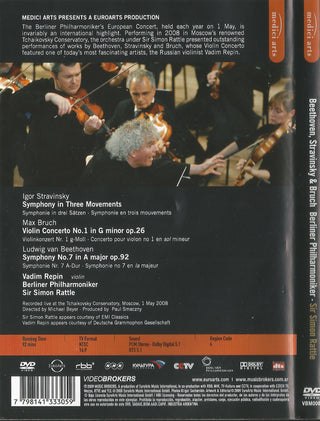 Berliner Philharmoniker, Sir Simon Rattle, Vadim Repin, Ludwig van Beethoven, Max Bruch, Igor Stravinsky : Symphony No.7 / Violin Concerto No.1 / Symphony In Three Movements  (DVD-V, Multichannel, NTSC)