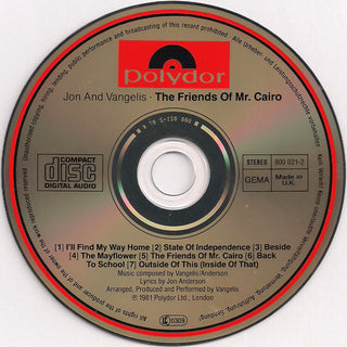 Jon And Vangelis* : The Friends Of Mr. Cairo (CD, Album, RE)