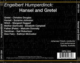 Engelbert Humperdinck (2)  –  Christine Douglas, Suzanne Johnston, Margaret Haggart : Hansel And Gretel (2xCD, Album)