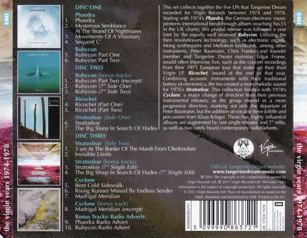 Tangerine Dream : The Virgin Years 1974-1978 (3xCD, Comp)