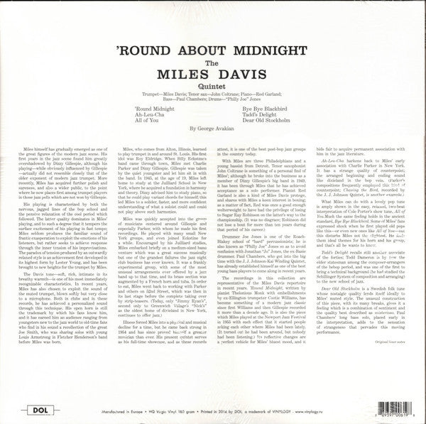 Miles Davis : 'Round About Midnight (LP, Album, RE, RP, Unofficial, Blu)