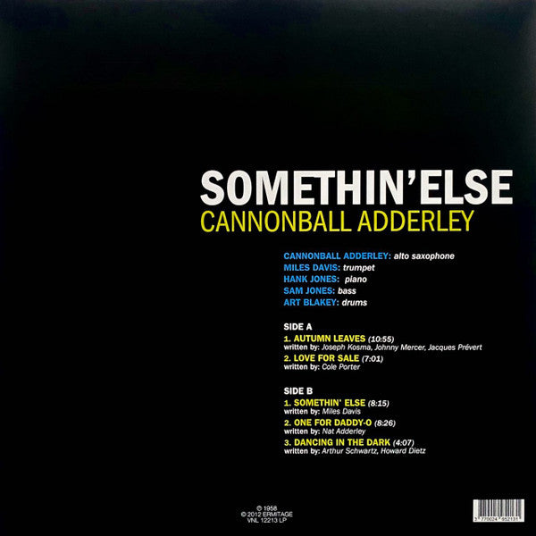 Cannonball Adderley : Somethin’ Else (LP, Album, RE, cle)
