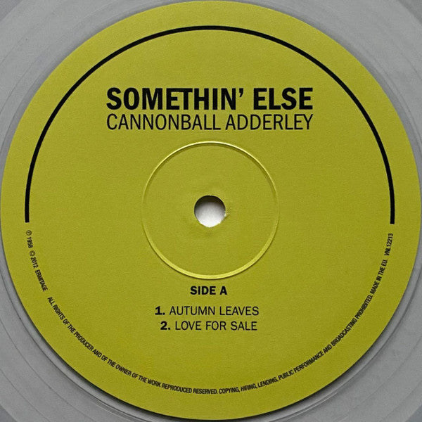 Cannonball Adderley : Somethin’ Else (LP, Album, RE, cle)
