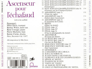 Miles Davis : Ascenseur Pour L'Échafaud (Lift To The Scaffold) (CD, Album, RE)