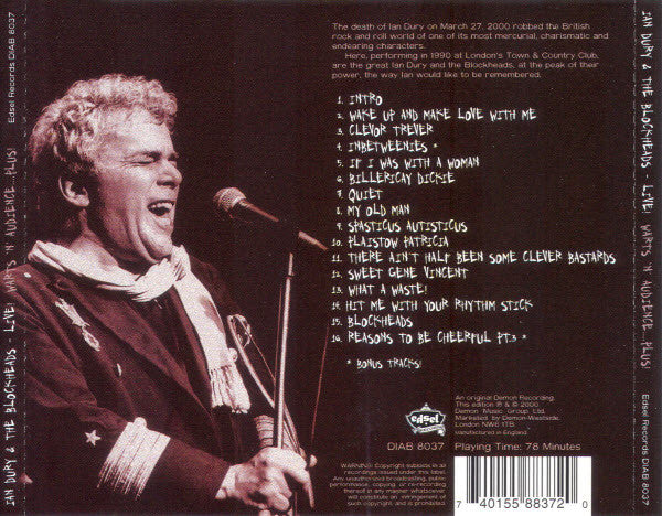 Ian Dury And The Blockheads : Live! Warts 'N' Audience....Plus! (CD, Album, RE)