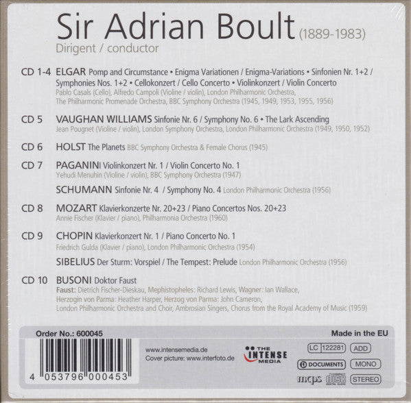 Sir Adrian Boult : Lord Of The Proms - Unique Recordings Of The Great British Conductor (10xCD + Box)