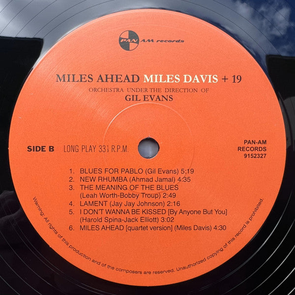 Miles Davis + 19 - Orchestra Under The Direction Of Gil Evans : Miles Ahead (LP, Album, RE)