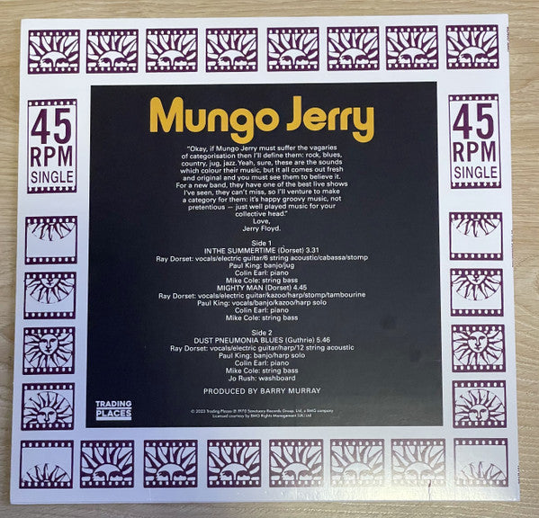Mungo Jerry : In The Summertime/MIghty Man/Dust Pneumonia Blues (12", Maxi)