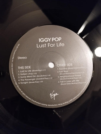Iggy Pop : Lust For Life (LP, Album, RE, RM)