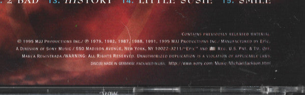 Michael Jackson : History (Past, Present And Future) (Book I) (CD, Comp, RE, RM + CD, Album, RE)