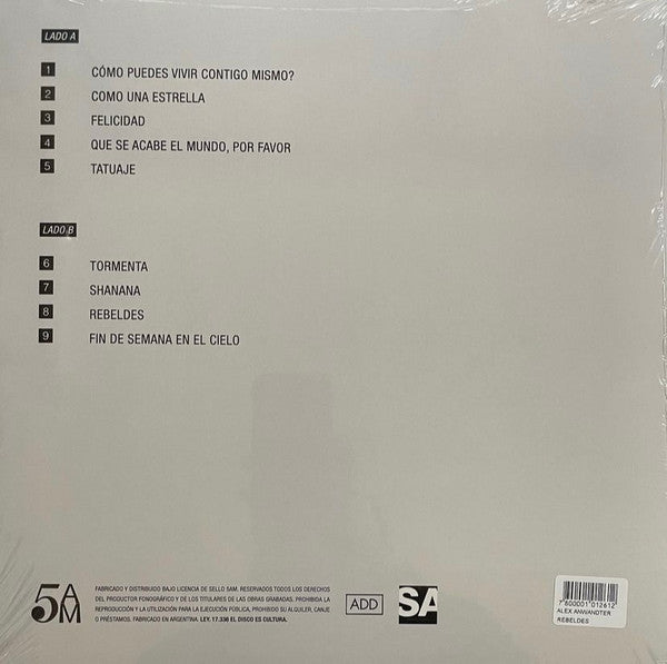 Alex Anwandter : Rebeldes (LP, Album, RE)