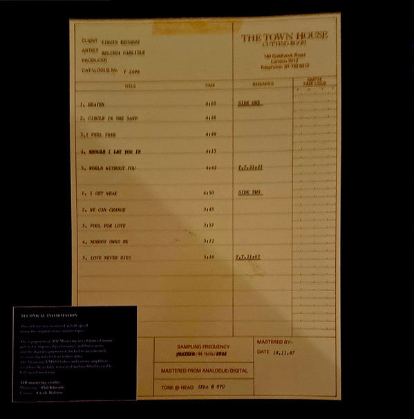 Belinda Carlisle : Heaven On Earth (LP, Album, Ltd, RE, RM, Hal)