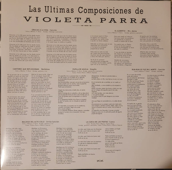 Violeta Parra : Las últimas composiciones de Violeta Parra (LP, Album, Ltd, Num, RE, Vio)