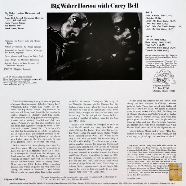 Walter Horton With Carey Bell : Big Walter Horton With Carey Bell (LP, Album, RE, 180)