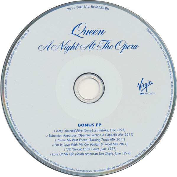 Queen : A Night At The Opera (CD, Album, RE, RM + CD, EP)