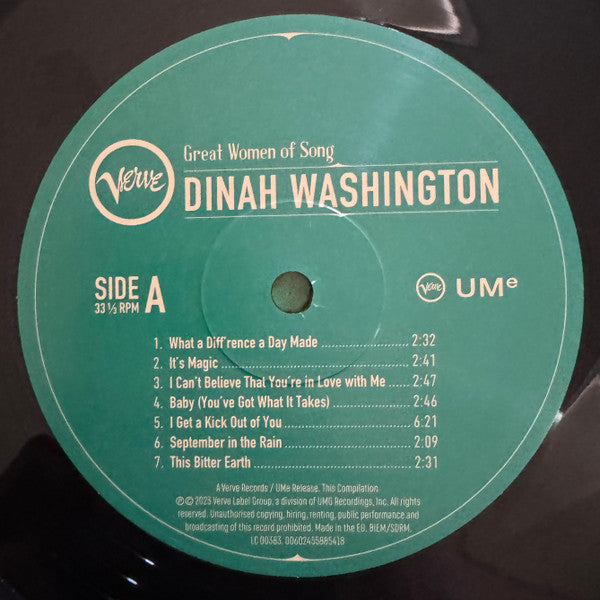 Dinah Washington : Great Women Of Song (LP, Comp)