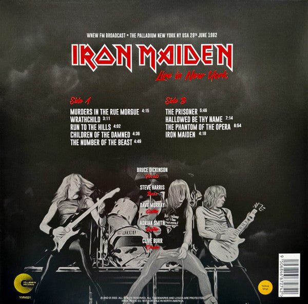 Iron Maiden : Live In New York (LP, Album, Unofficial, Yel)