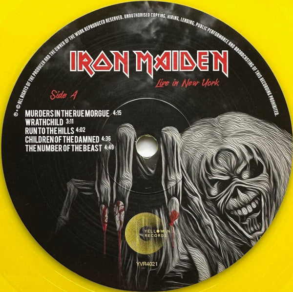 Iron Maiden : Live In New York (LP, Album, Unofficial, Yel)