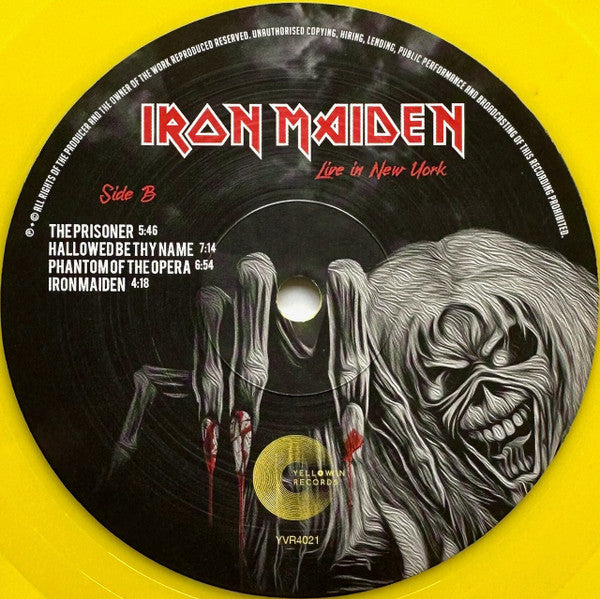 Iron Maiden : Live In New York (LP, Album, Unofficial, Yel)
